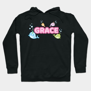 Personalised 'Grace' Narwhal (Sea Unicorn) Design Hoodie